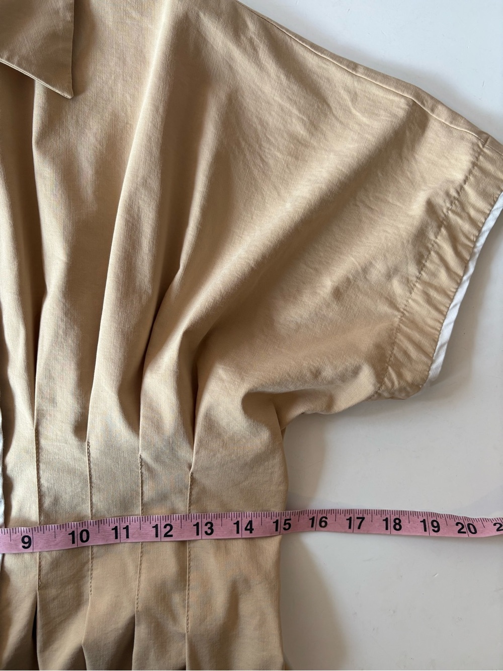 Anthropologie || Exquise Tobie Janie Midi Shirt Dress Fit + Flare Beige Tan S - Picture 8 of 10